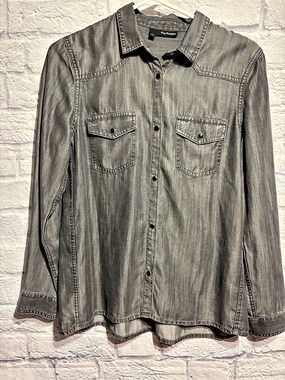 The Kooples Grey Denim Western Shirt Gray Button Down XS